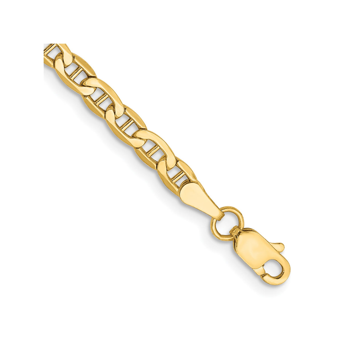 14K Yellow Gold 3.2 mm Polished Chain Anklet detail view