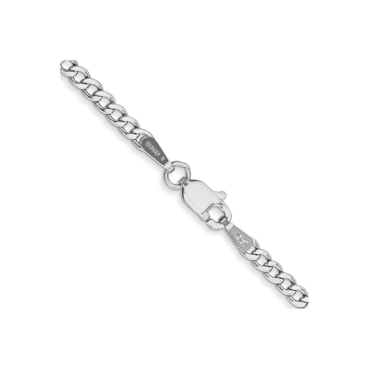 14K White Gold 2.5 mm Curb Chain Necklace, Polished alternate angle