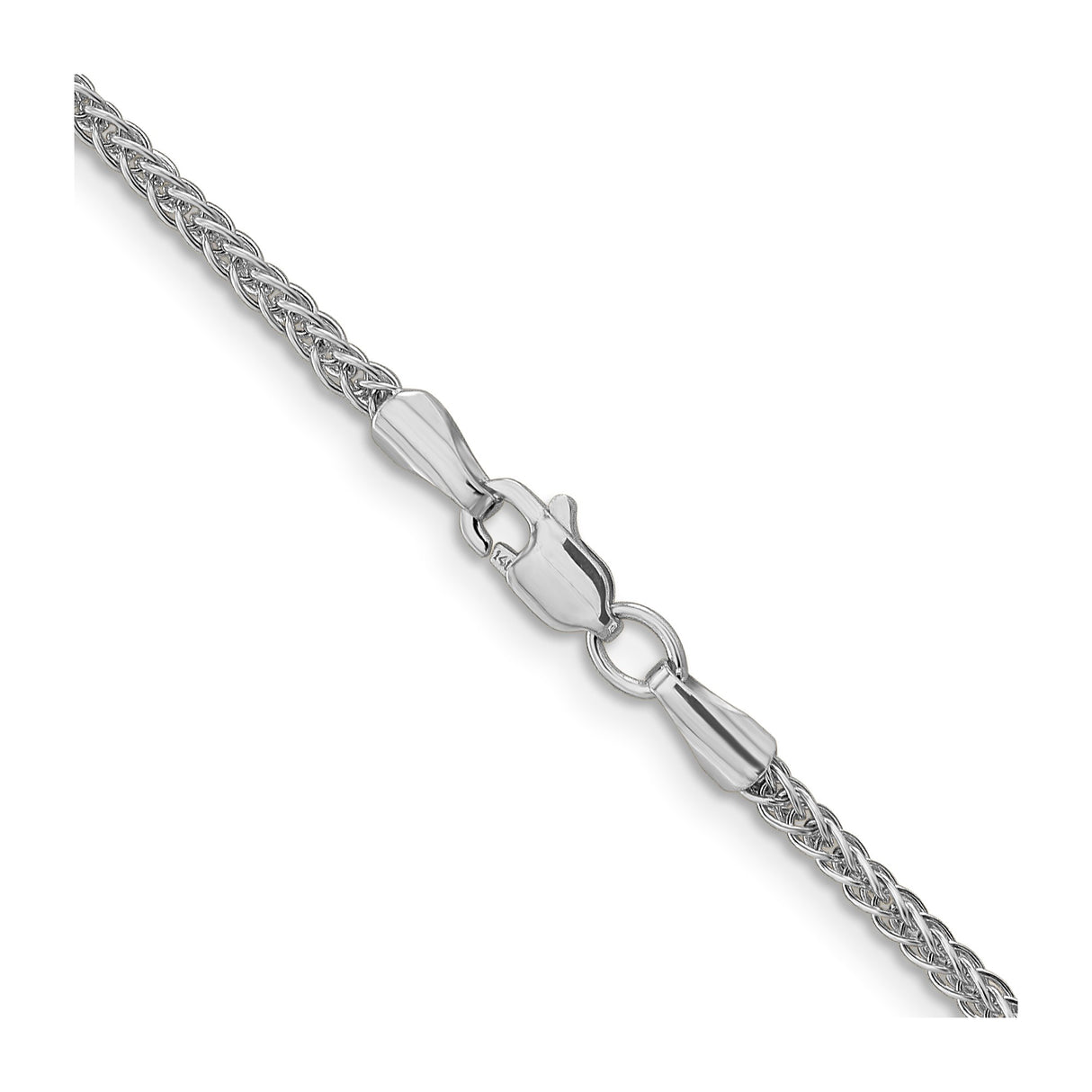 14K White Gold 2 mm Polished Chain Necklace alternate angle