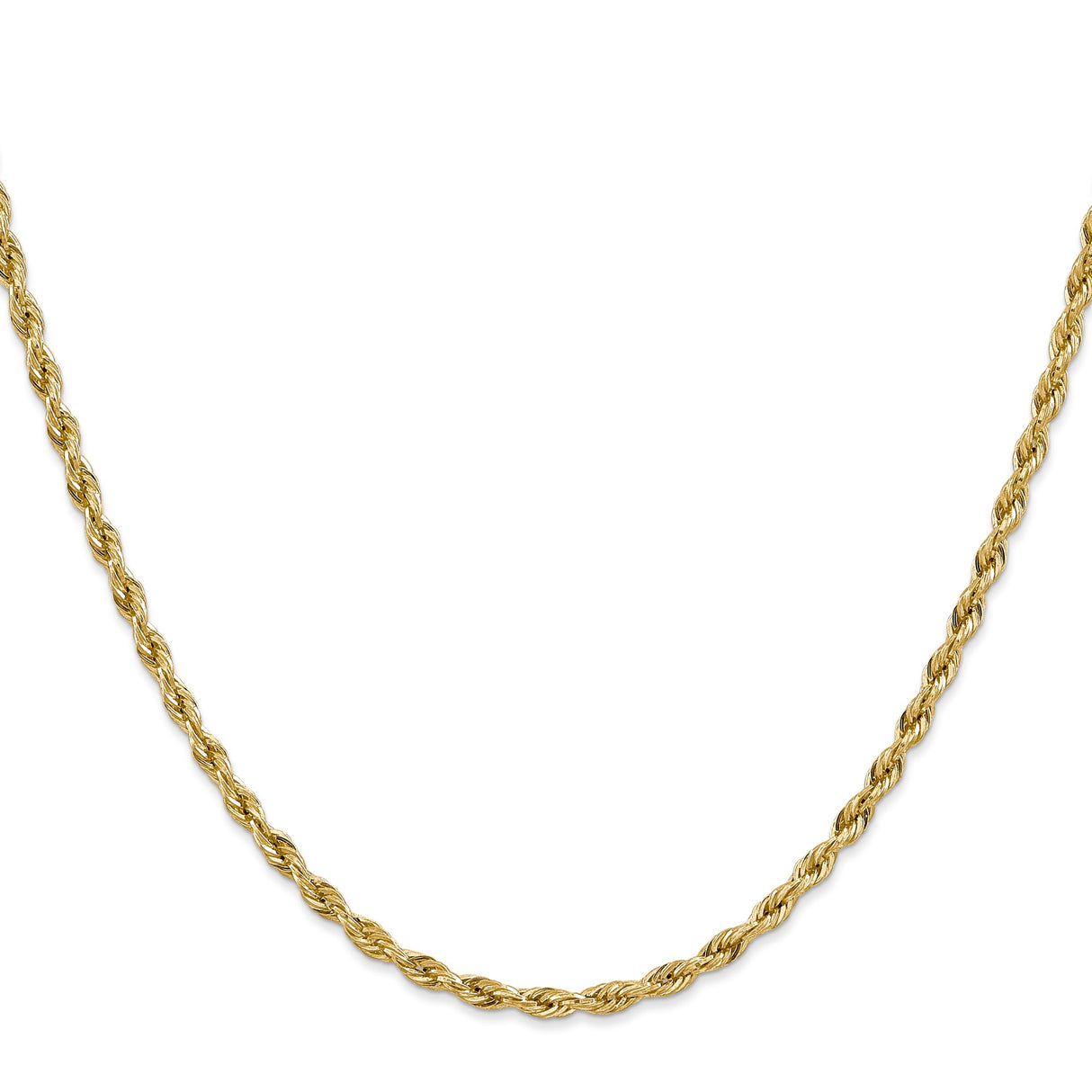 14K Yellow Gold 3 mm Rope Chain Necklace, Polished