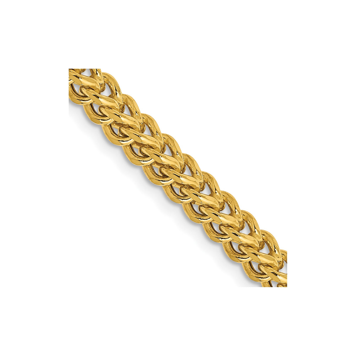 14K Yellow Gold 3.7 mm Franco Chain Necklace, Polished detail view