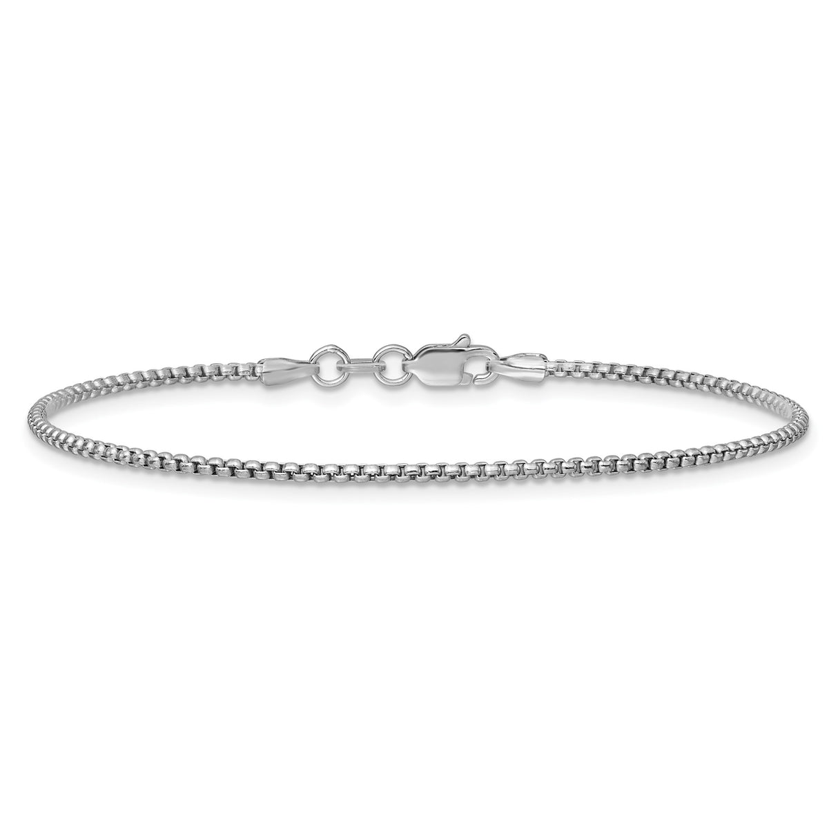 14K White Gold 1.5 mm Box Chain Bracelet, Polished alternate angle
