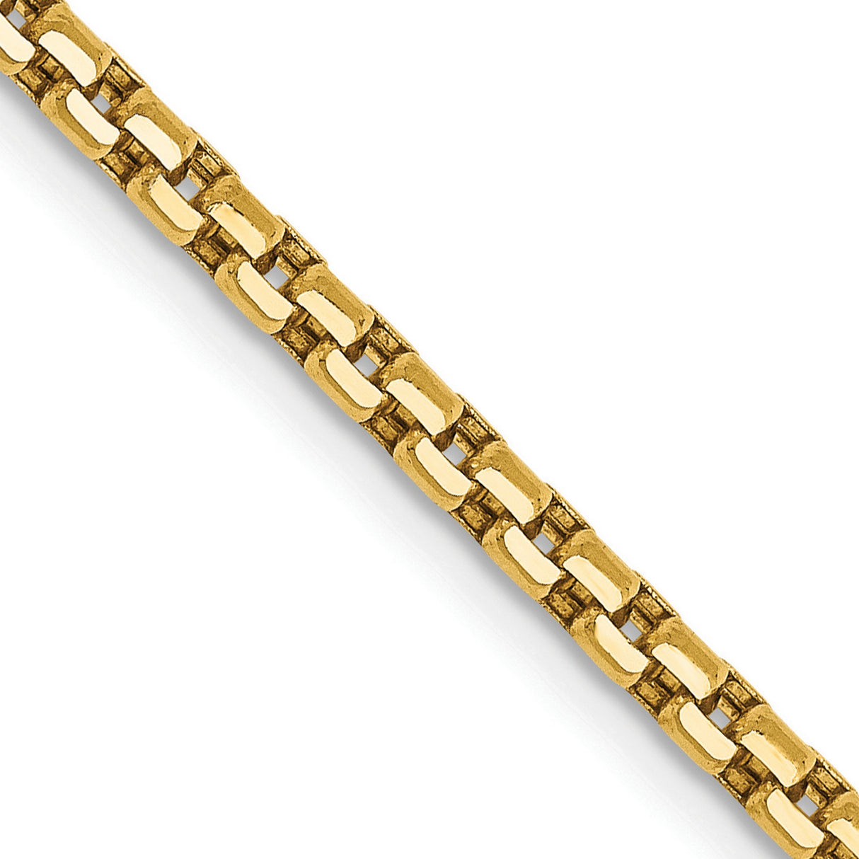 14K Yellow Gold 2.45 mm Box Chain Necklace, Polished detail view