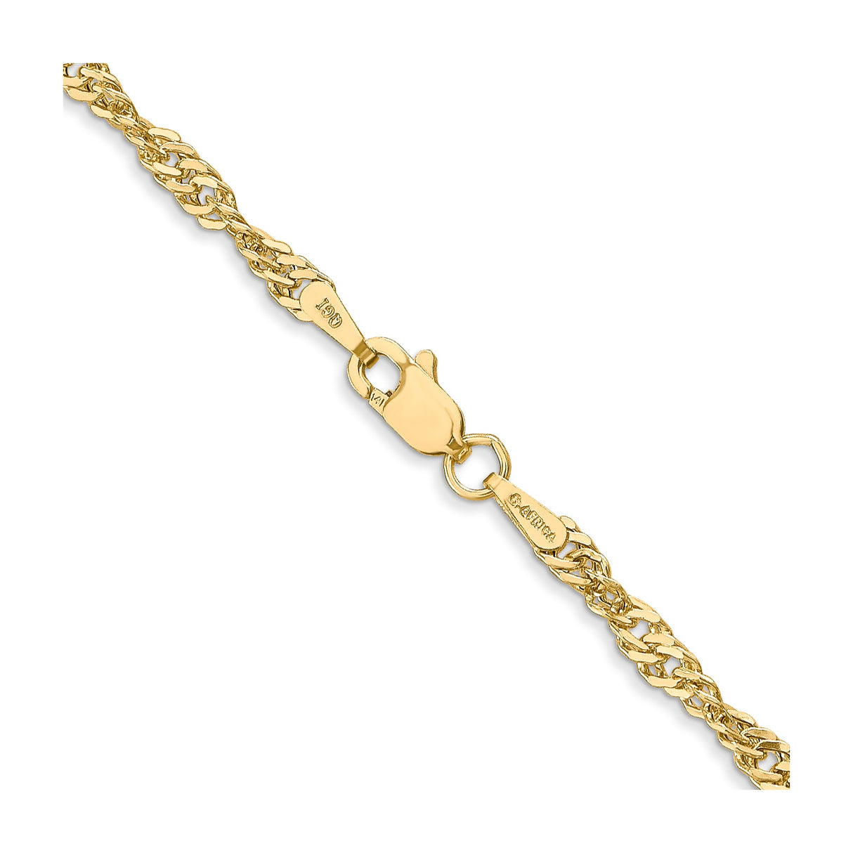 14K Yellow Gold 2.75 mm Singapore Chain Necklace, Polished alternate angle