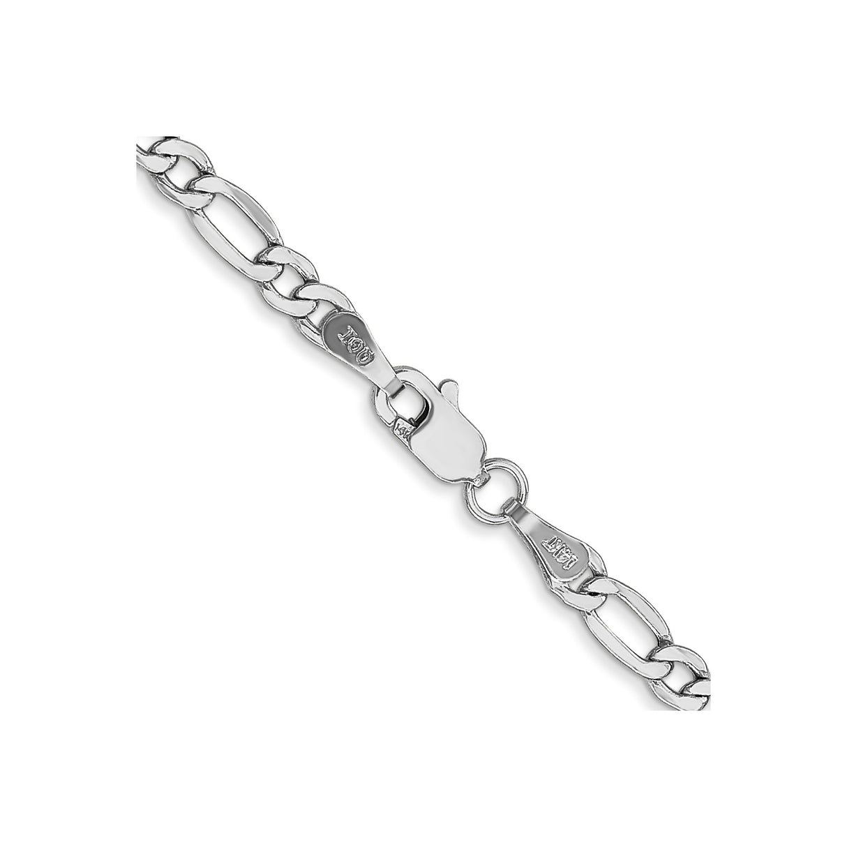 14K White Gold 3.5 mm Figaro Chain Necklace, Polished alternate angle