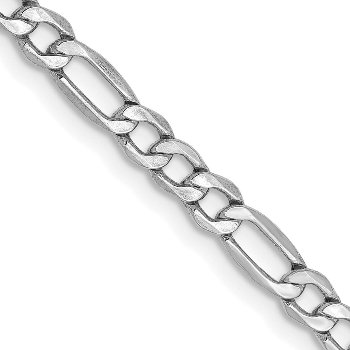 14K White Gold 3.5 mm Figaro Chain Necklace, Polished detail view