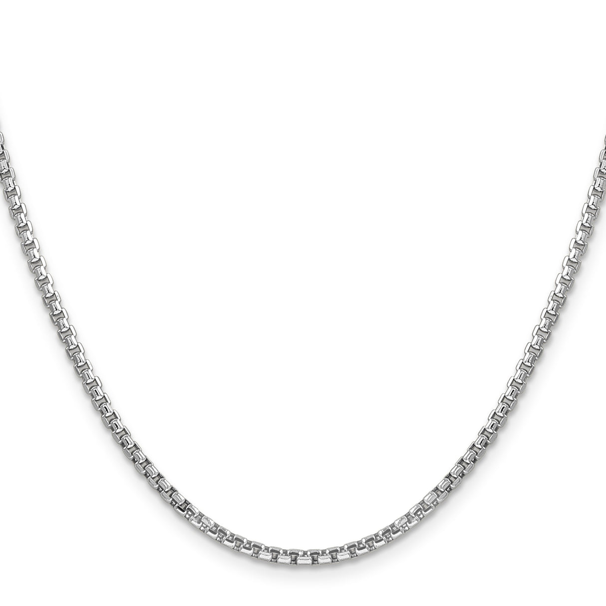 14K White Gold 2.45 mm Box Chain Necklace, Polished