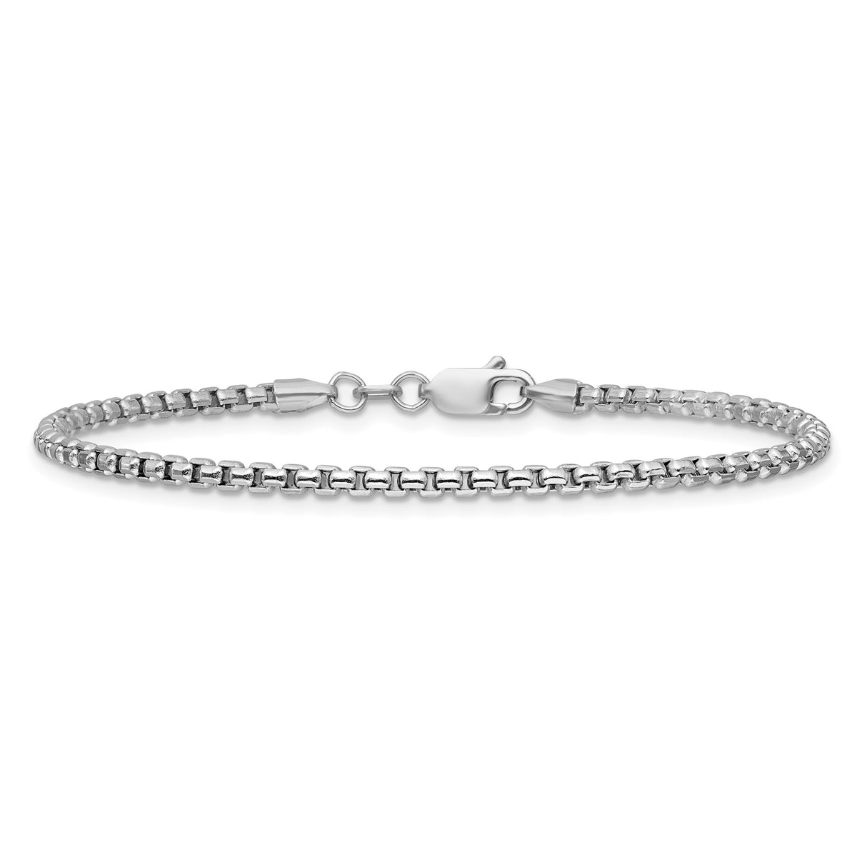 14K White Gold 2.45 mm Box Chain Bracelet, Polished alternate angle