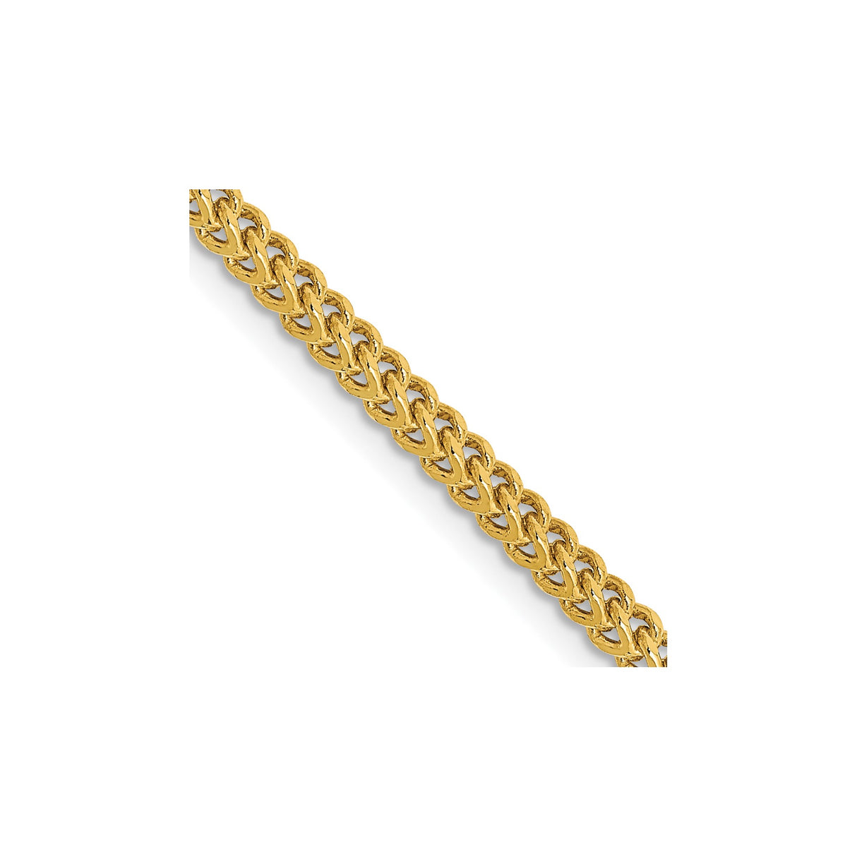 14K Yellow Gold 2.2 mm Franco Chain Necklace, Polished detail view