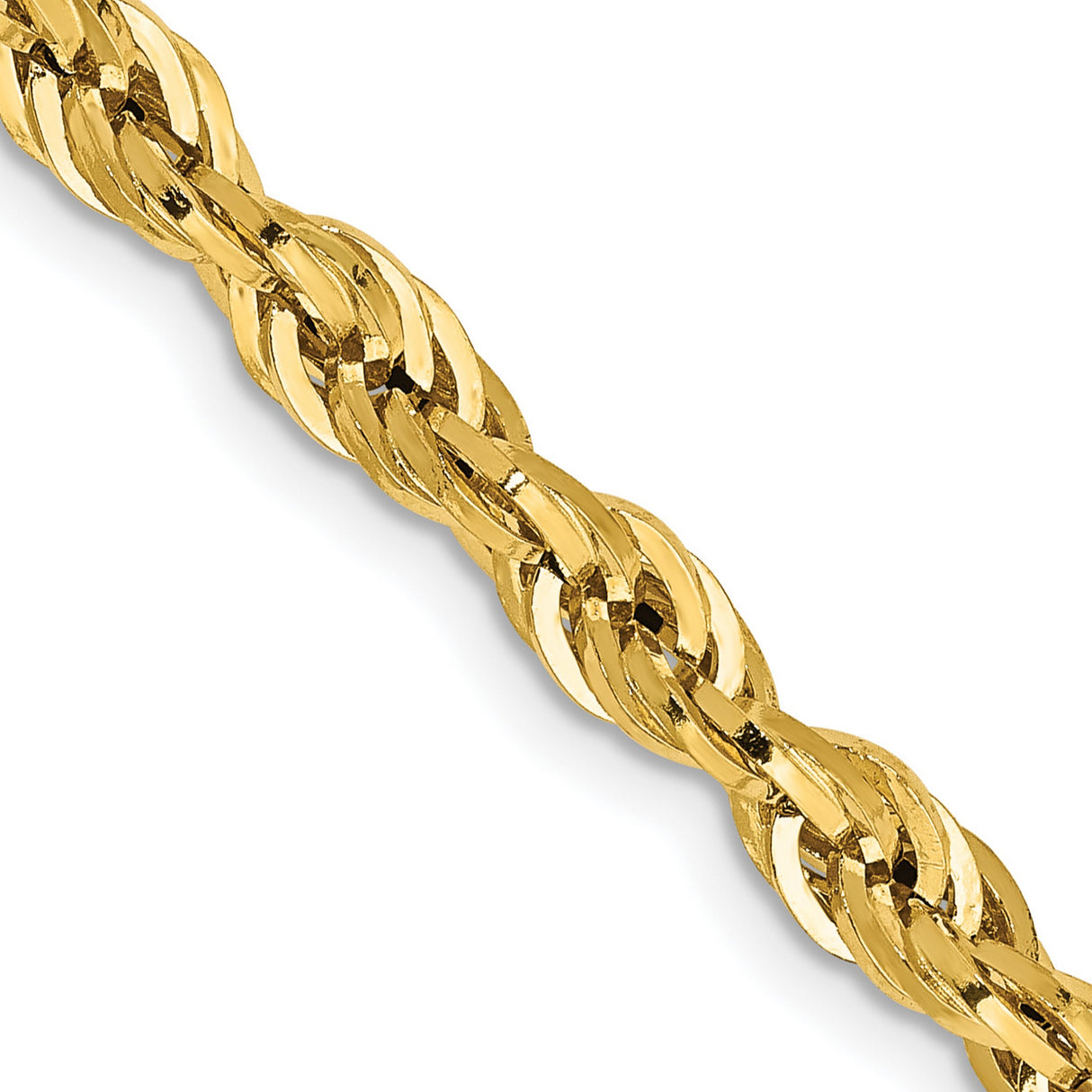 14K Yellow Gold 4.25 mm Rope Chain Necklace, Polished detail view