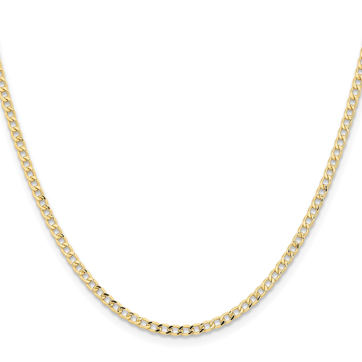 14K Yellow Gold 2.85 mm Curb Chain Necklace, Polished