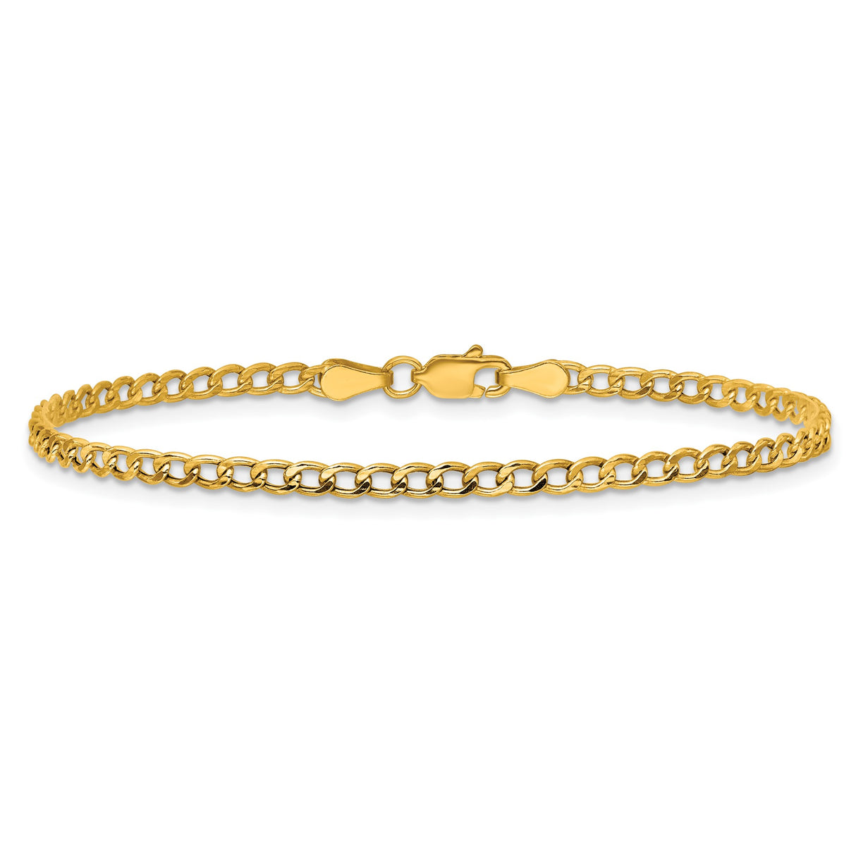 14K Yellow Gold 2.85 mm Curb Chain Bracelet, Polished alternate angle