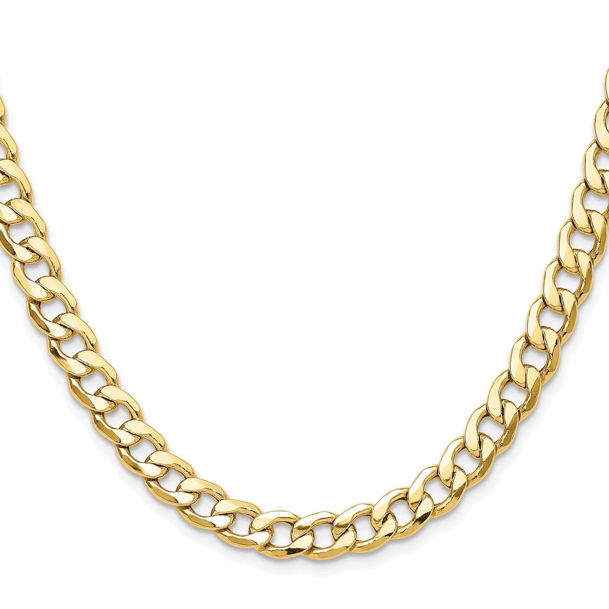 14K Yellow Gold 7.5 mm Curb Chain Necklace, Polished