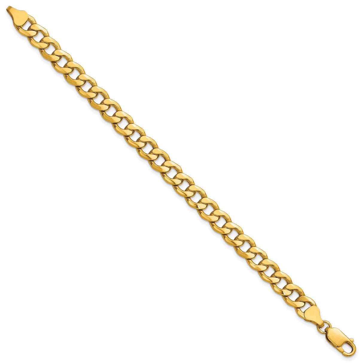 14K Yellow Gold 7.5 mm Curb Chain Anklet, Polished