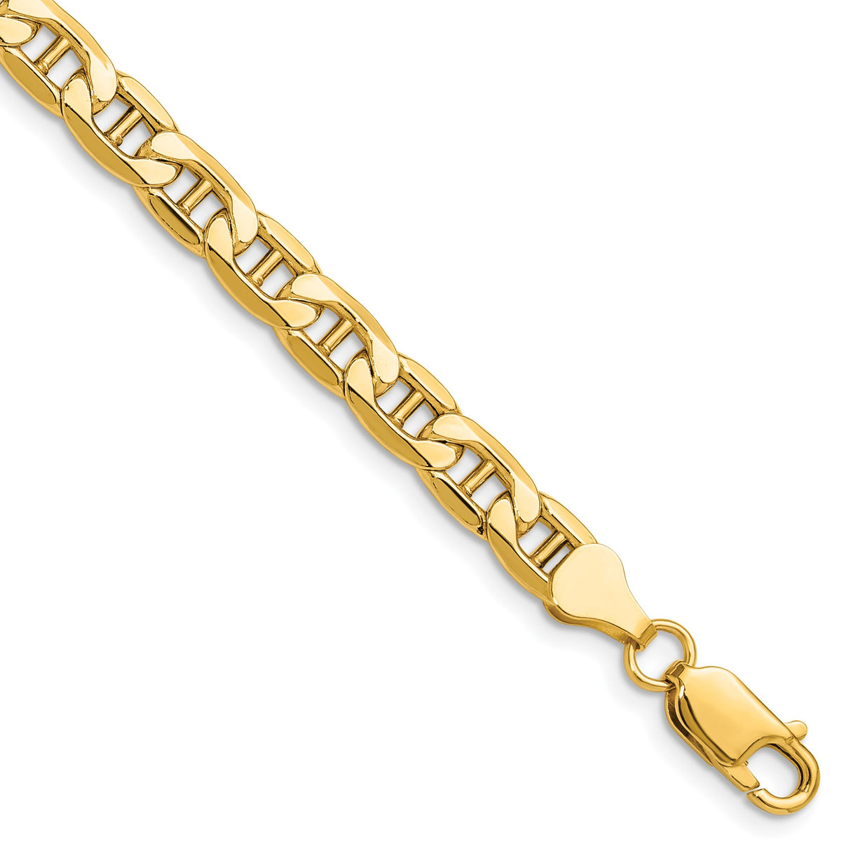 14K Yellow Gold 6.25 mm Polished Chain Anklet shown for scale