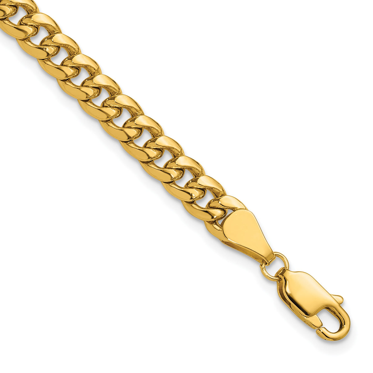 14K Yellow Gold 5.25 mm Polished Chain Bracelet detail view