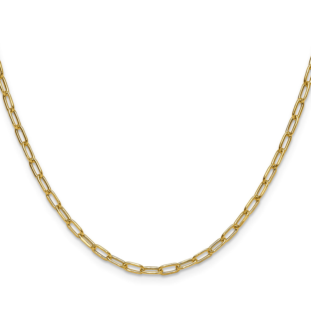 14K Yellow Gold 2.97 mm Paperclip Chain Necklace, Polished