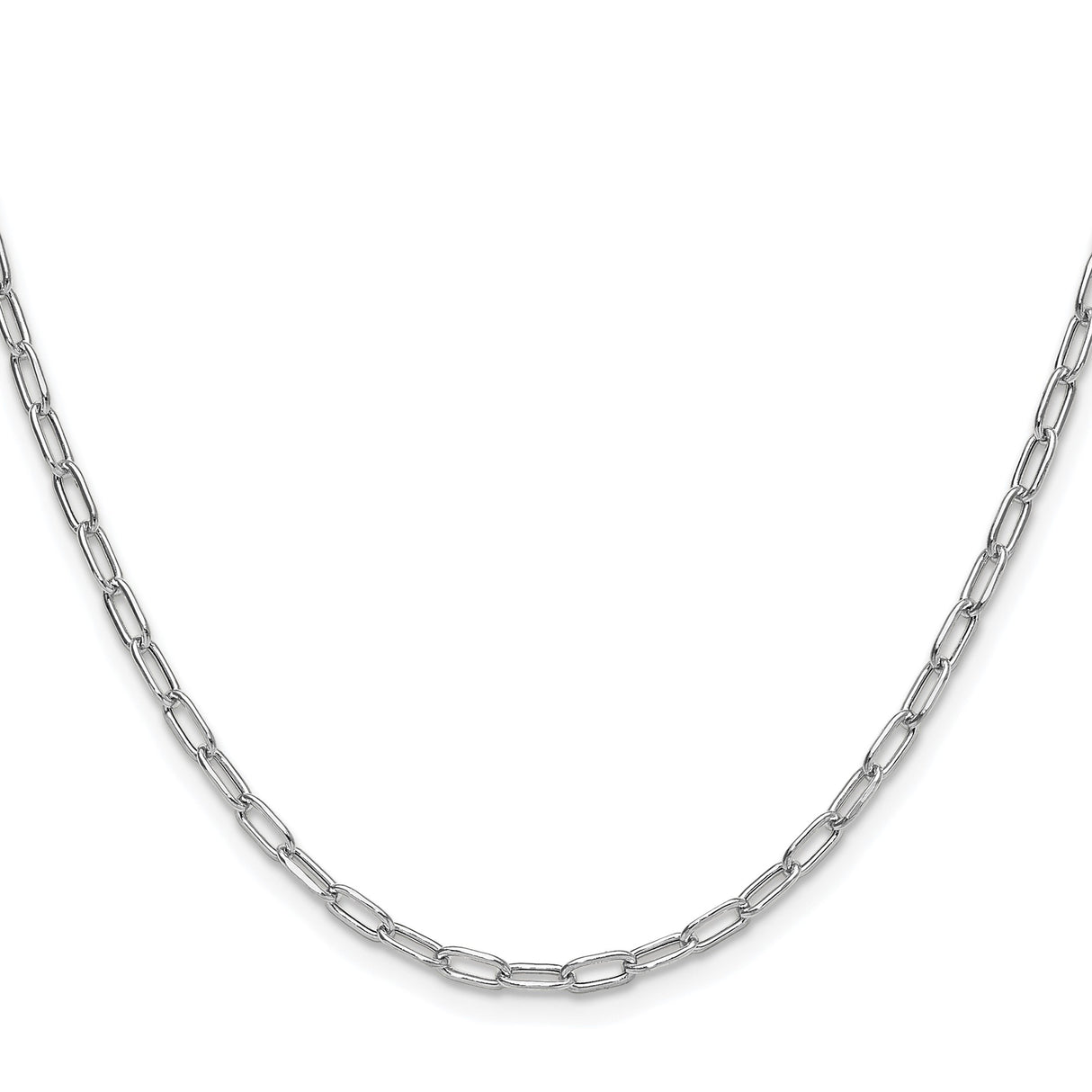 14K White Gold 2.97 mm Paperclip Chain Necklace, Polished