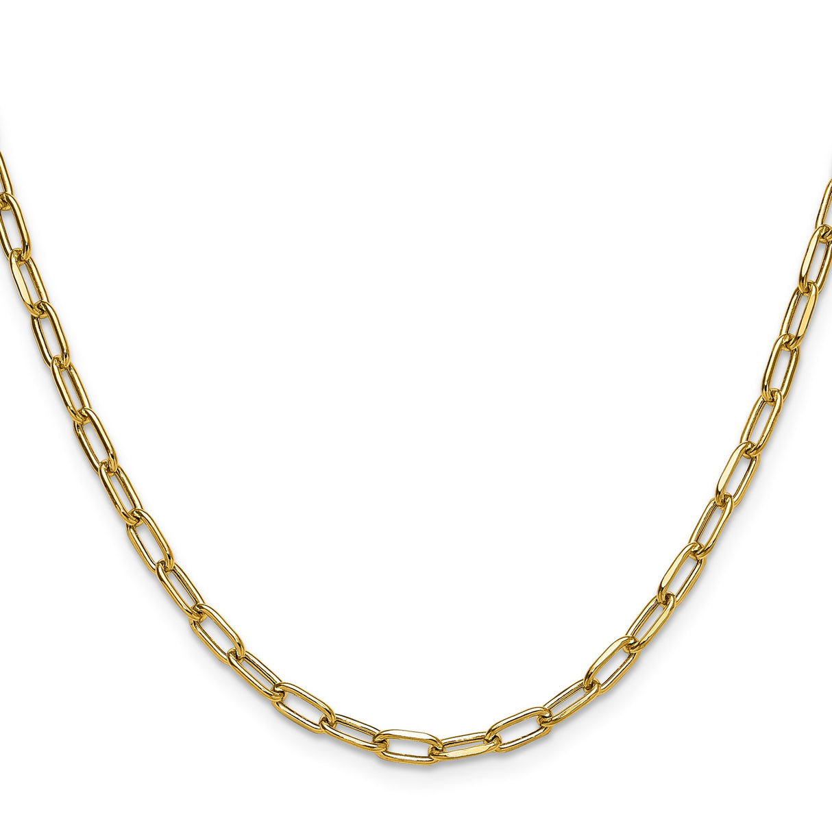 14K Yellow Gold 3.68 mm Paperclip Chain Necklace, Polished