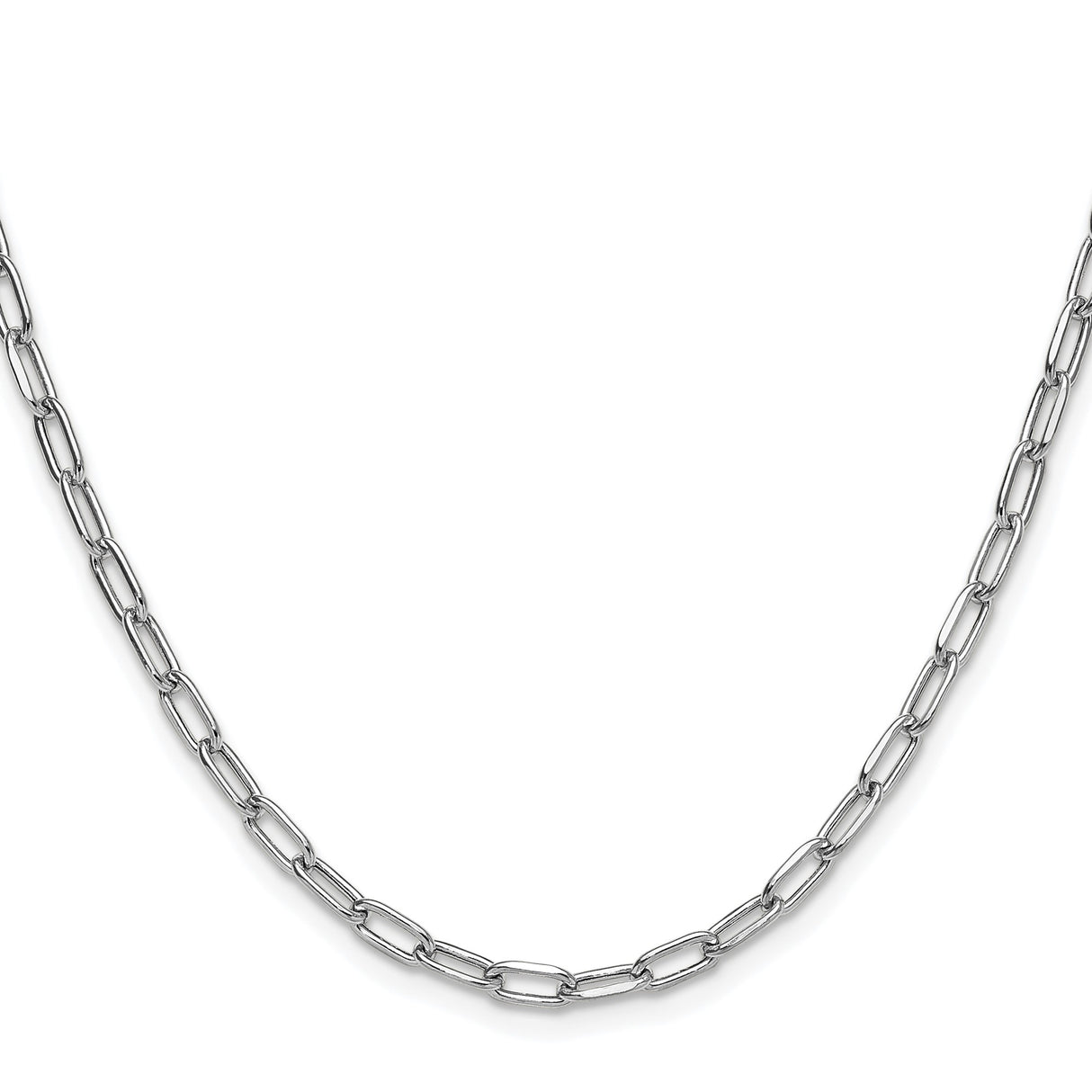 14K White Gold 3.68 mm Paperclip Chain Necklace, Polished