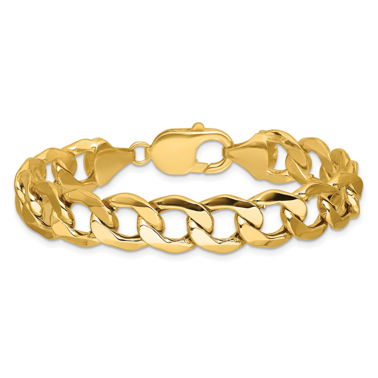 14K Yellow Gold 11.2 mm Curb Chain Anklet, Polished alternate angle