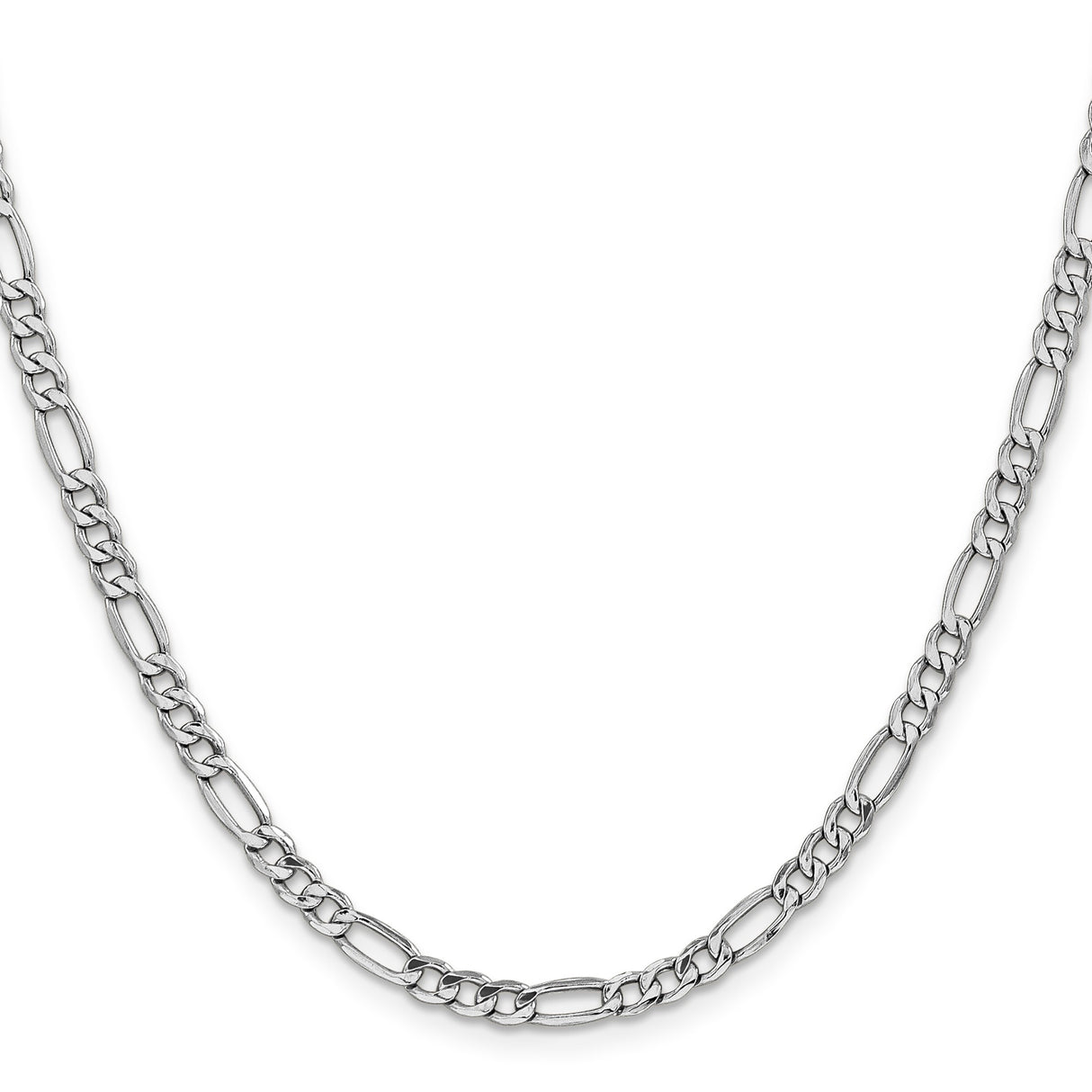 14K White Gold 4.4 mm Figaro Chain Necklace, Polished
