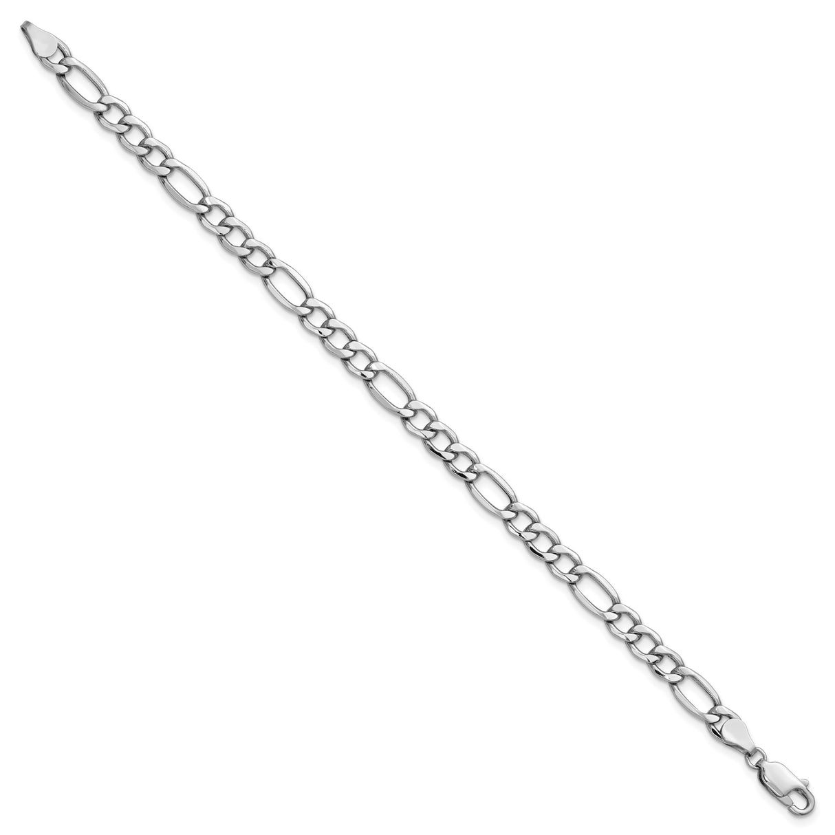14K White Gold 5.75 mm Figaro Chain Bracelet, Polished