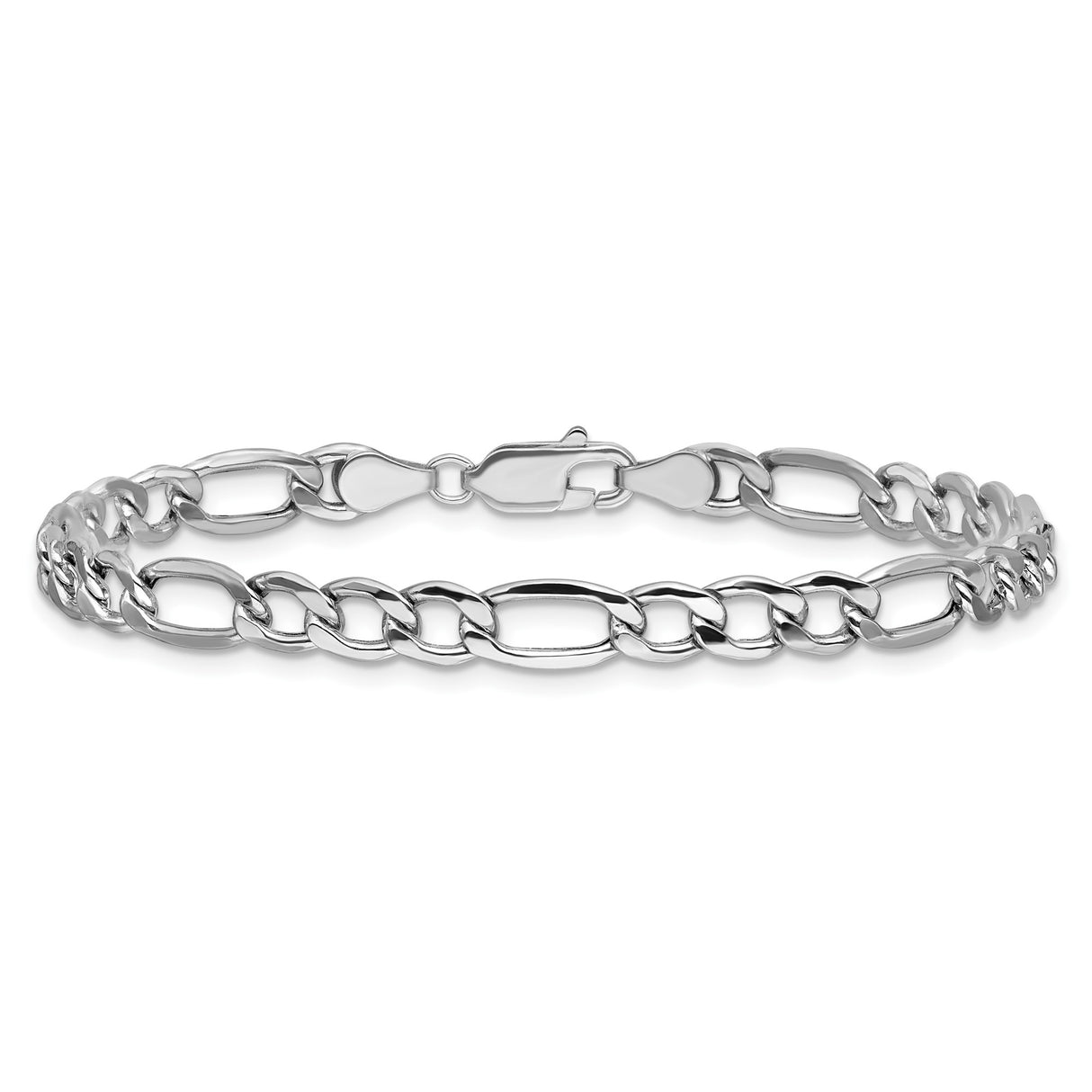 14K White Gold 5.75 mm Figaro Chain Bracelet, Polished alternate angle