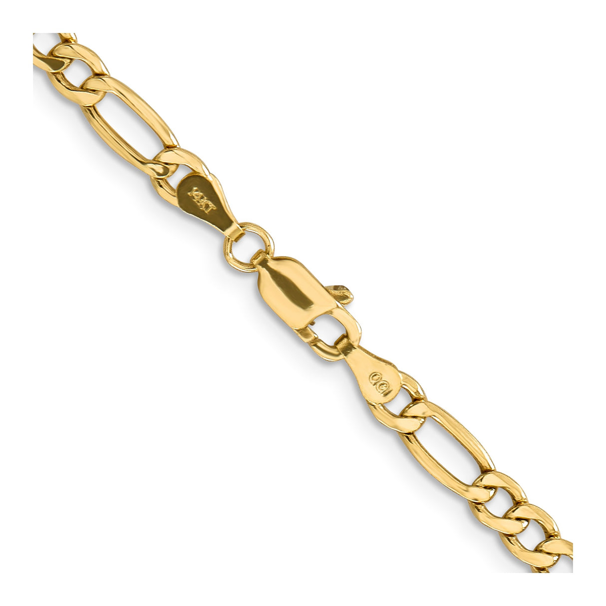 14K Yellow Gold 4.2 mm Figaro Chain Necklace, Polished alternate angle
