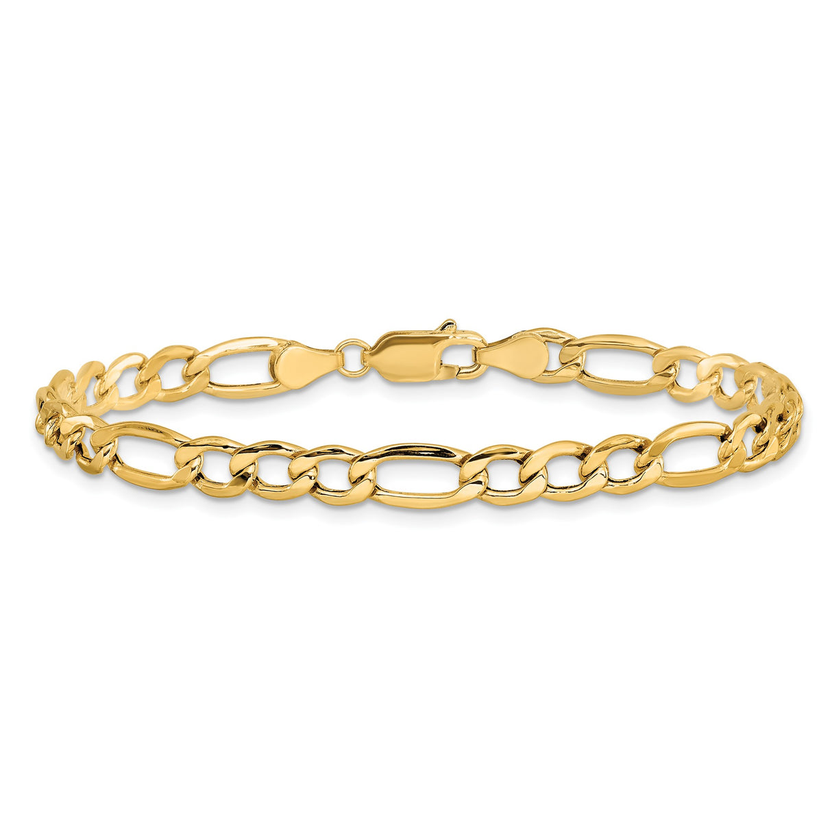14K Yellow Gold 5.75 mm Figaro Chain Anklet, Polished