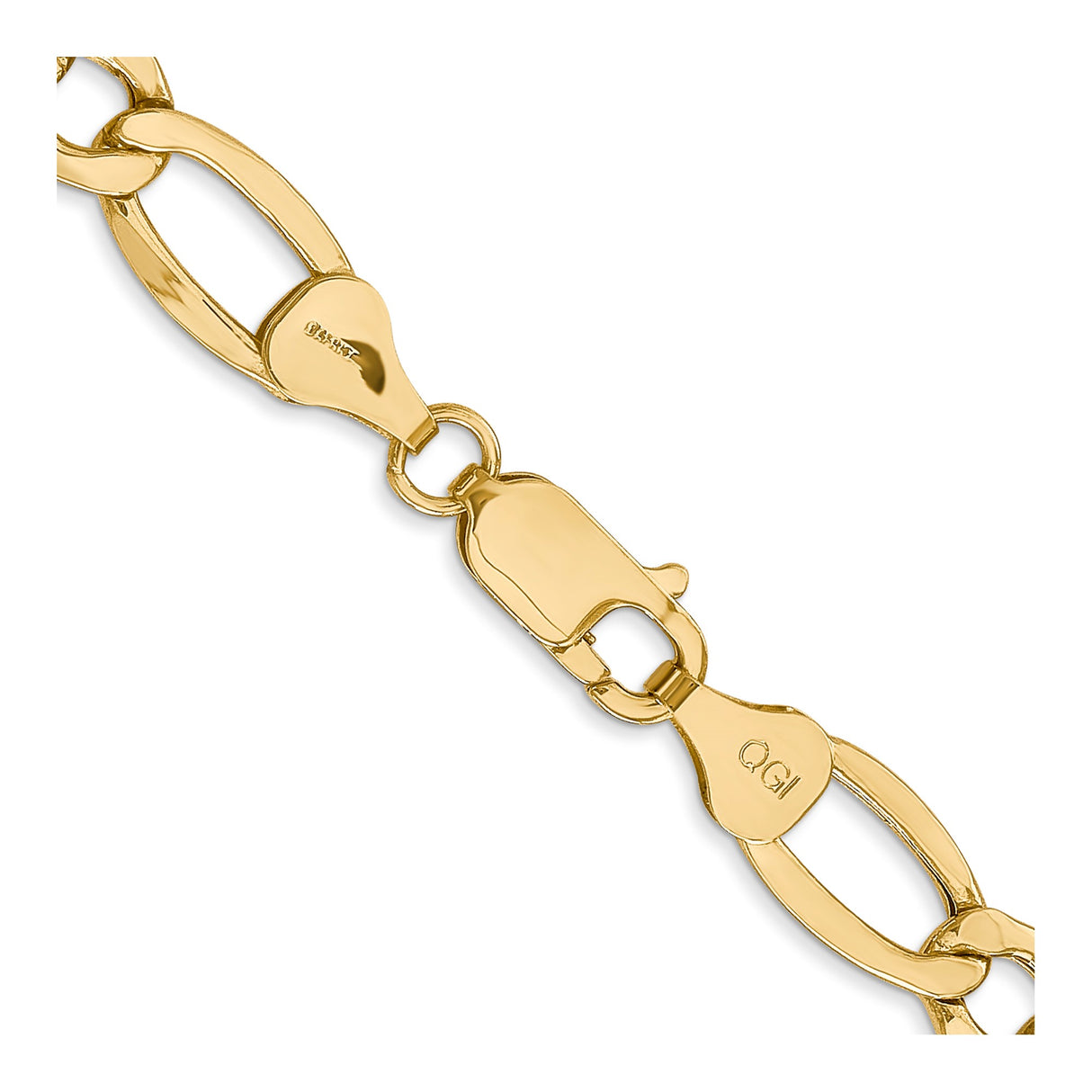 14K Yellow Gold 7.3 mm Figaro Chain Necklace, Polished alternate angle