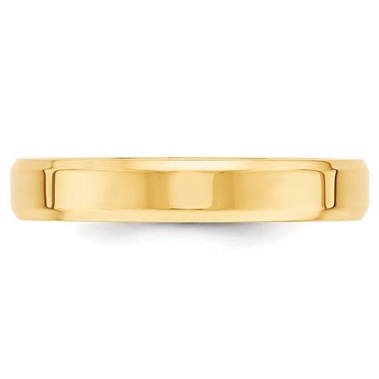 Solid 14K Yellow Gold Beveled Edge Comfort Fit Wedding Band, 4 mm