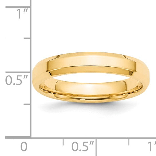 Solid 14K Yellow Gold Beveled Edge Comfort Fit Wedding Band, 4 mm