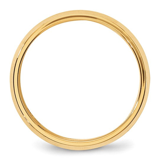 14K Yellow Gold Beveled Edge Classic Wedding Band, Solid Comfort Fit 6mm Ring