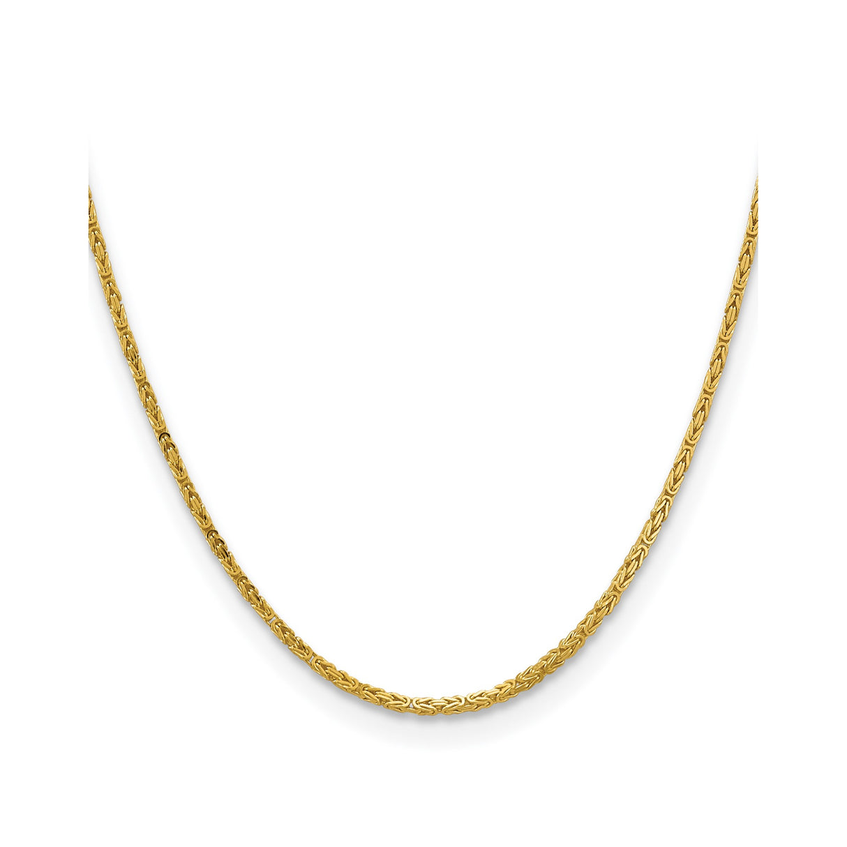 14K Yellow Gold 2 mm Polished Chain Necklace, Solid