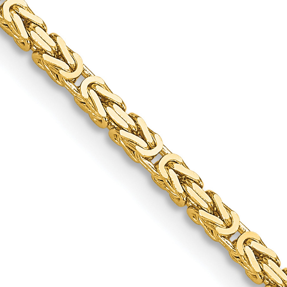14K Yellow Gold 2 mm Polished Chain Necklace, Solid detail view