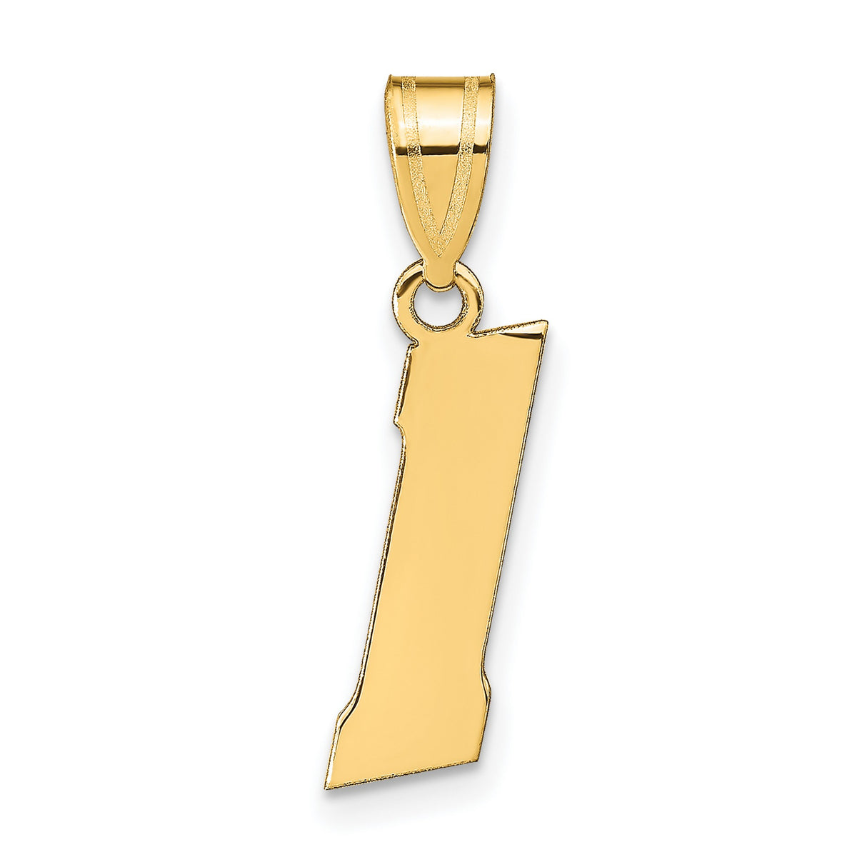 14k Yellow Gold Vermont Outline Pendant Charm, Minimalist State Map Jewelry