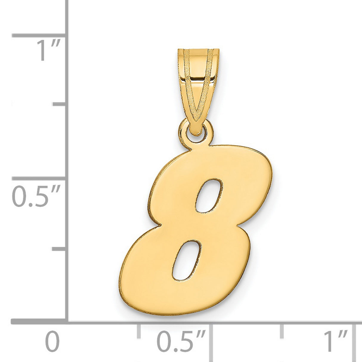 14k Yellow Gold Number 8 Pendant Charm, Polished Bold Design, Minimalist Lucky Symbol