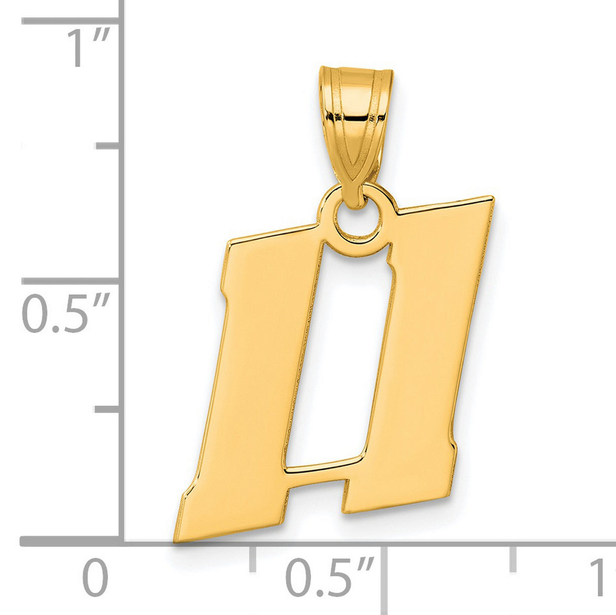 Polished Block Number 11 Charm Pendant in Real 14k Yellow Gold