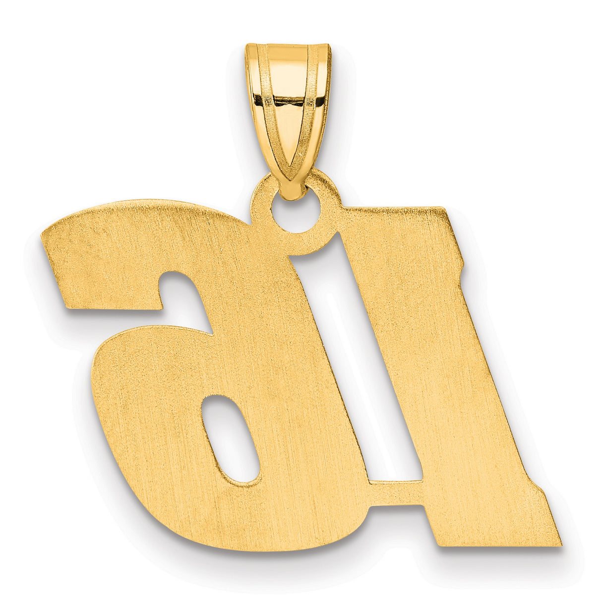 Polished Block Number 16 Charm Pendant in Real 14k Yellow Gold