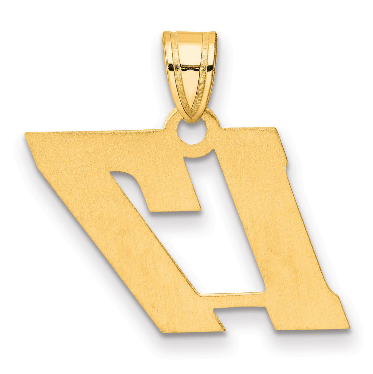 Polished Block Number 17 Charm Pendant in Real 14k Yellow Gold