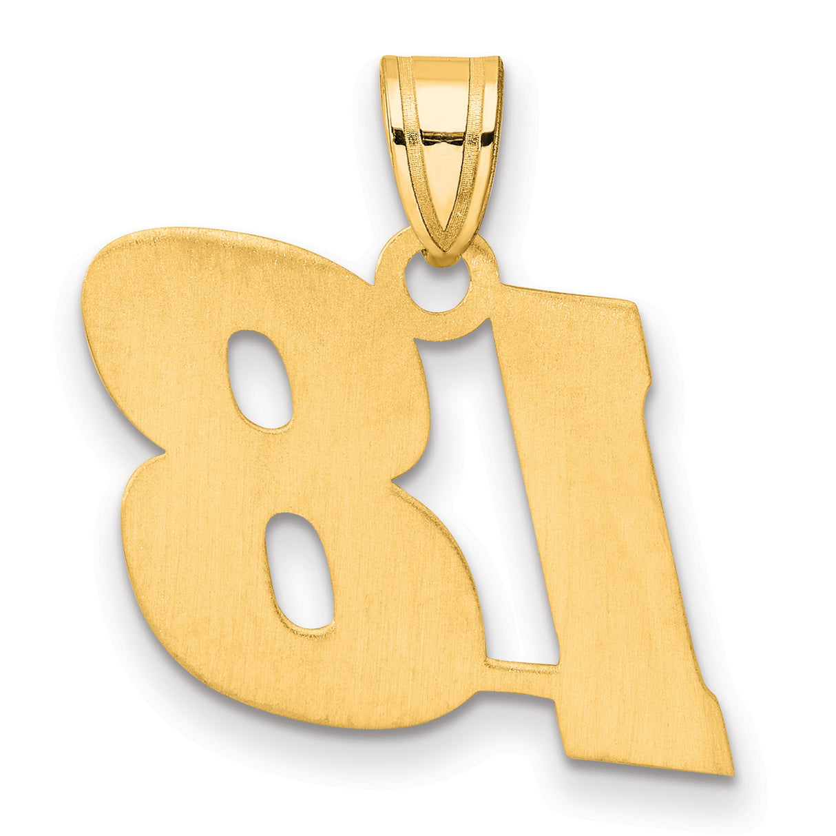 Polished Block Number 18 Charm Pendant in Real 14k Yellow Gold