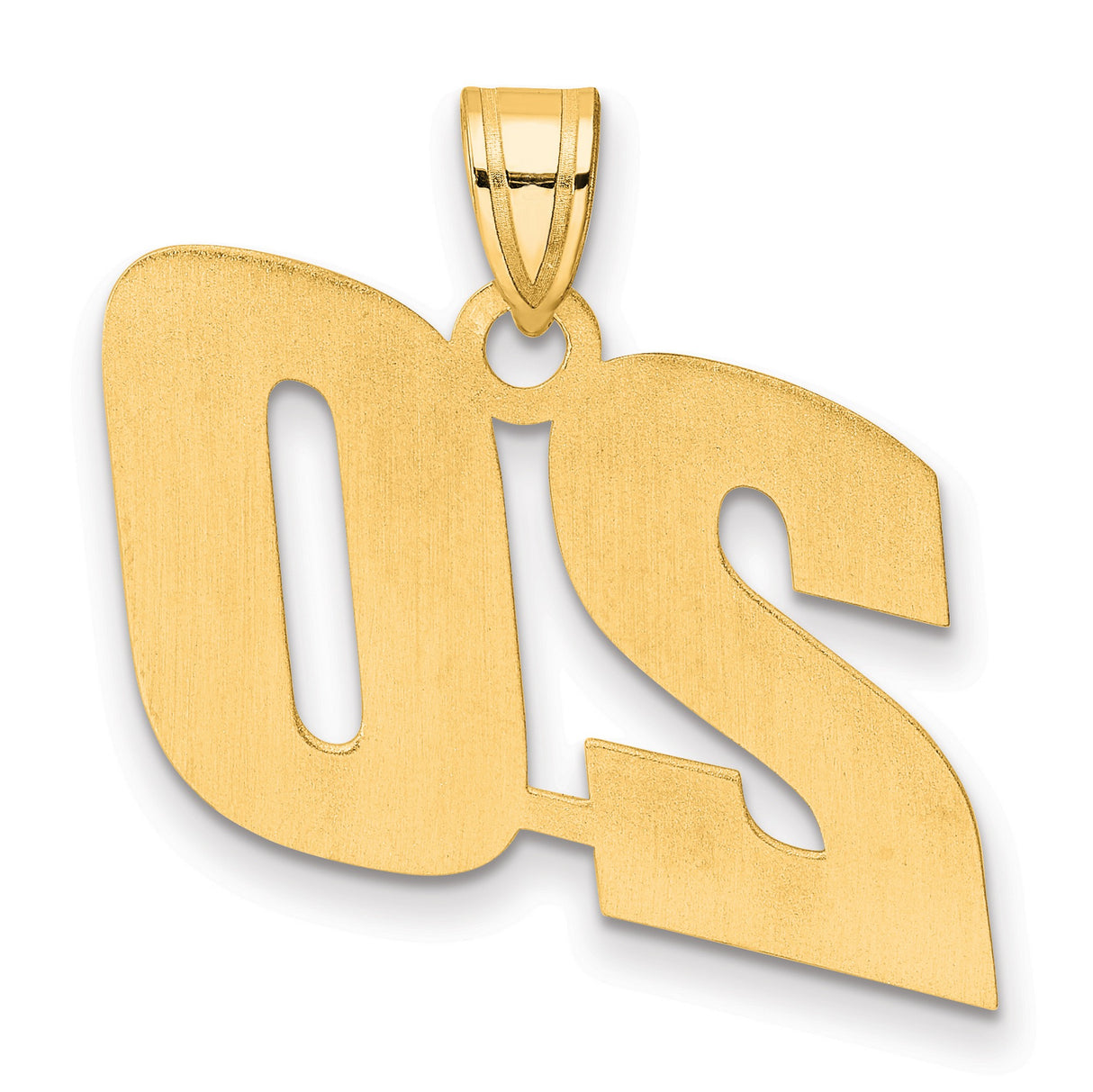 Polished Block Number 20 Charm Pendant in Real 14k Yellow Gold