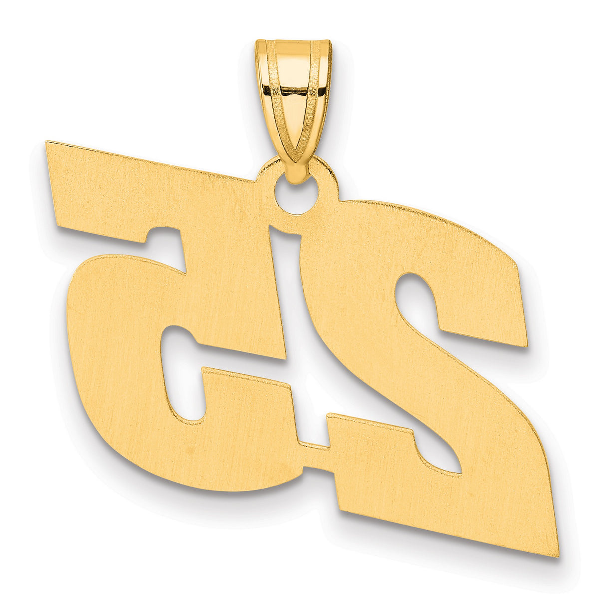 Polished Block Number 25 Charm Pendant in Real 14k Yellow Gold