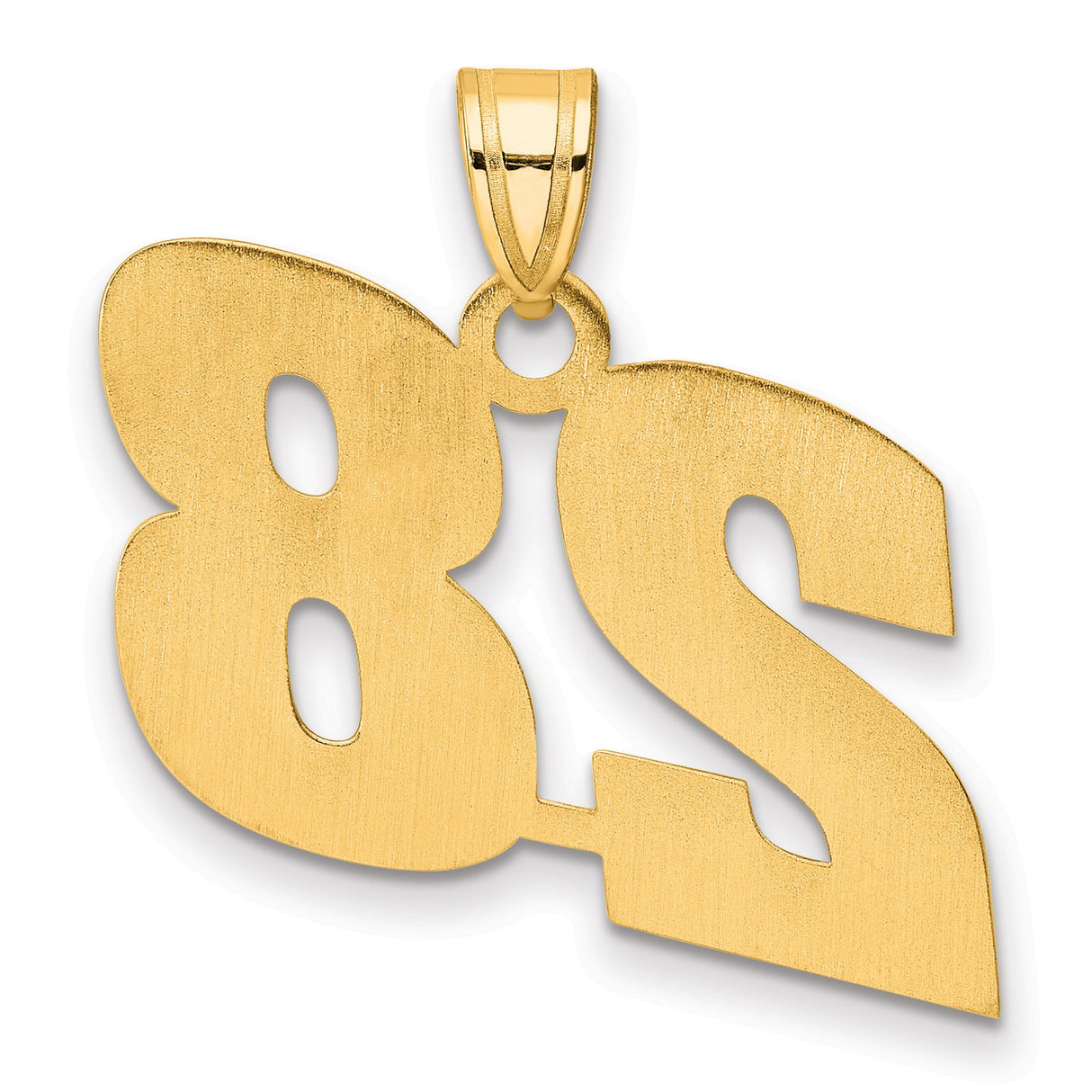 Polished Block Number 28 Charm Pendant in Real 14k Yellow Gold