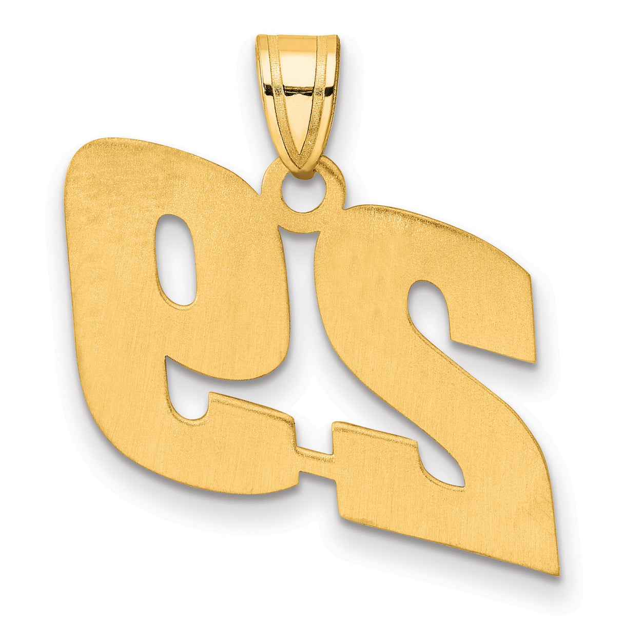 Polished Block Number 29 Charm Pendant in Real 14k Yellow Gold