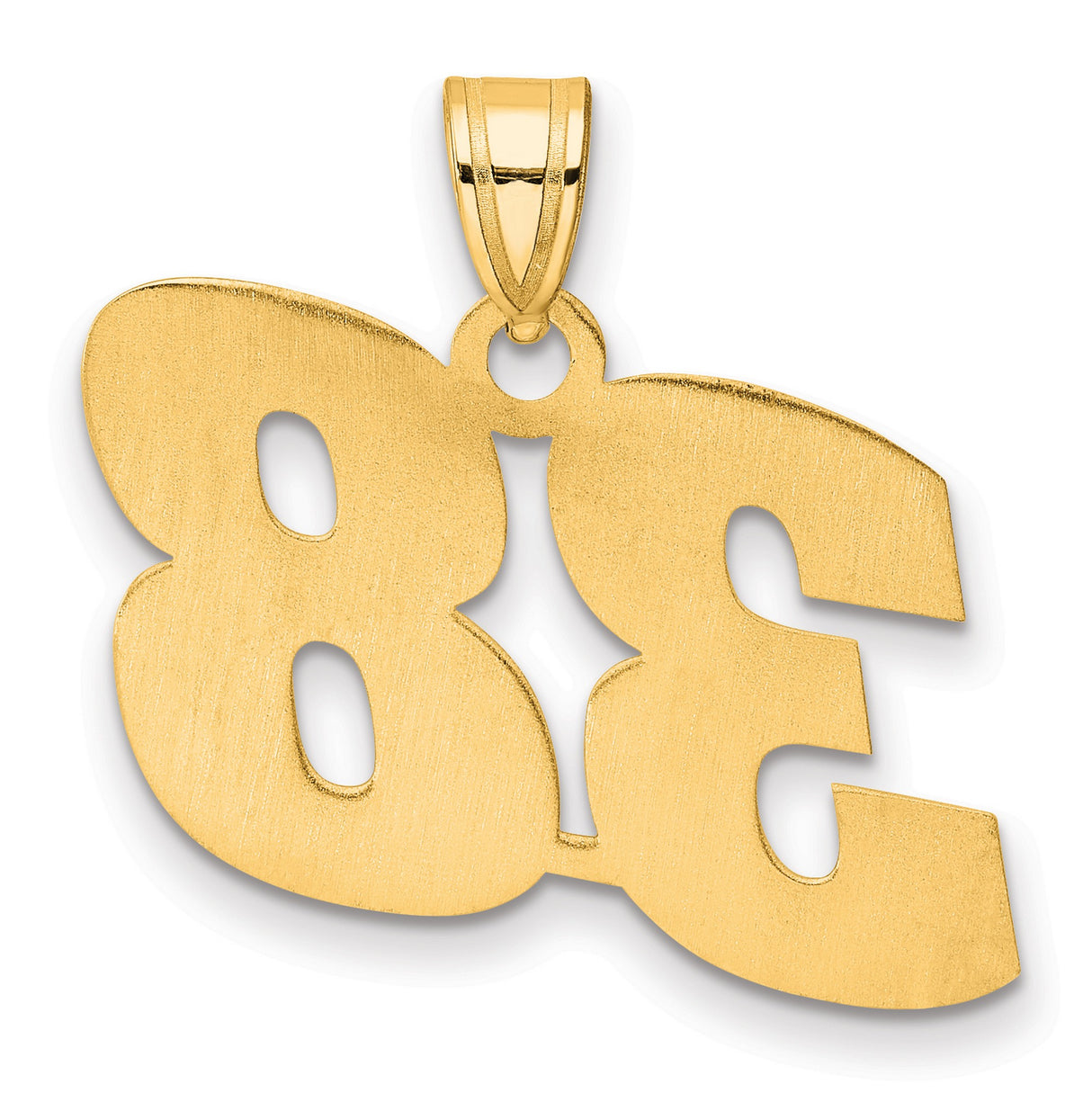 Polished Block Number 38 Charm Pendant in Real 14k Yellow Gold