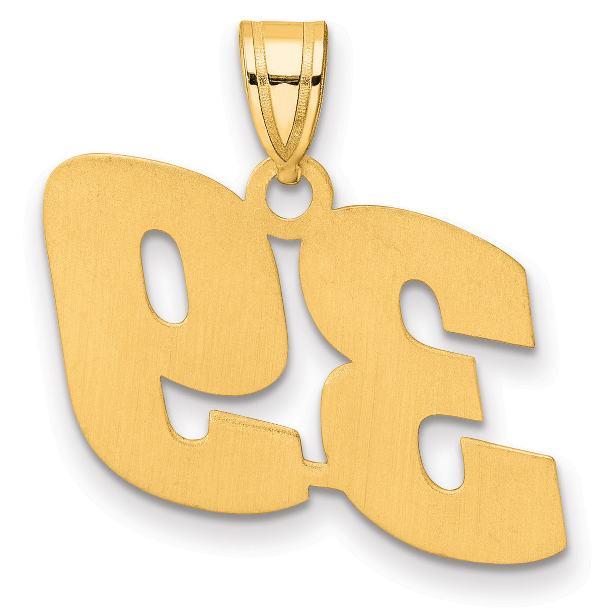 Polished Block Number 39 Charm Pendant in Real 14k Yellow Gold