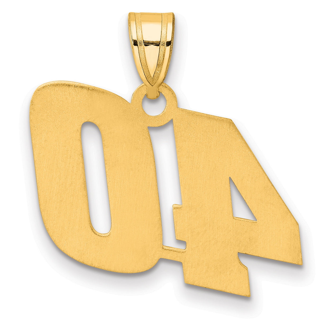 Polished Block Number 40 Charm Pendant in Real 14k Yellow Gold