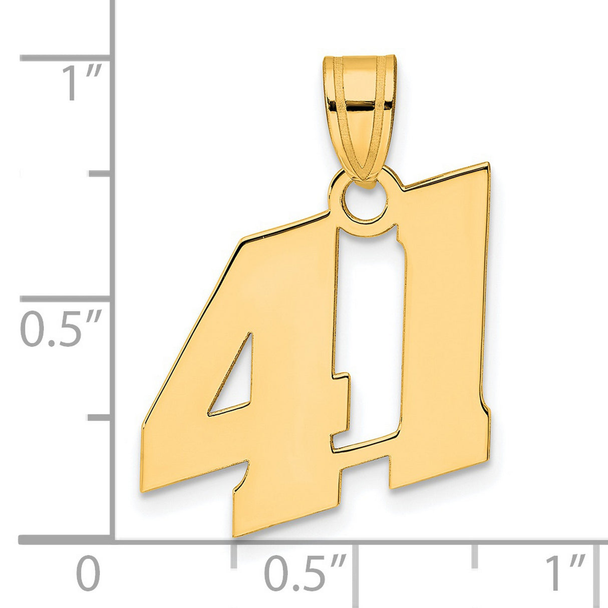 Polished Block Number 41 Charm Pendant in Real 14k Yellow Gold